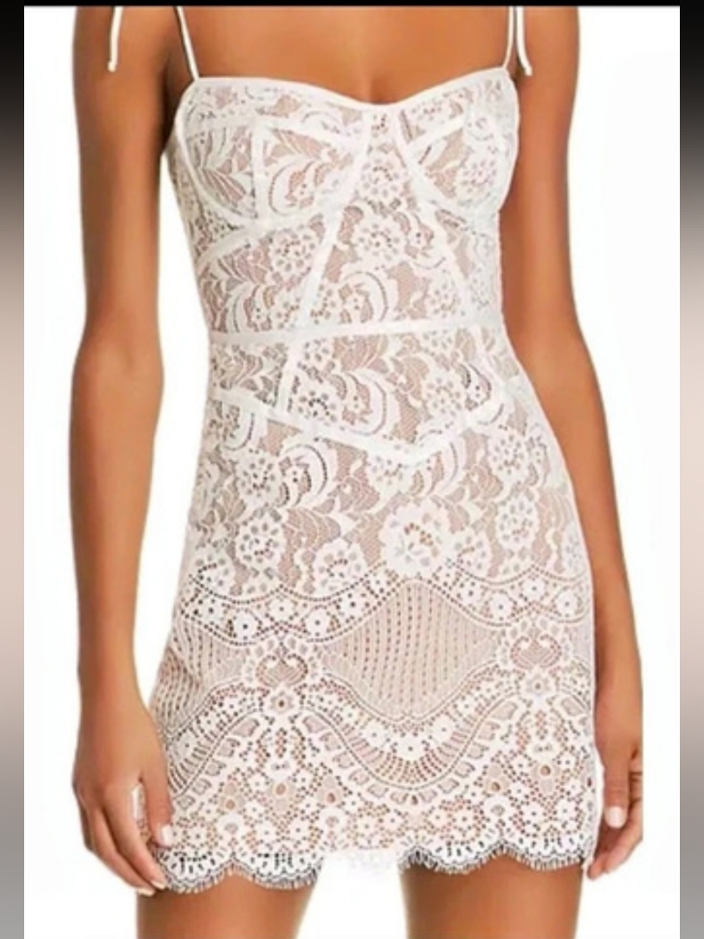 For Love & Lemons Daisy Lace Mini Dress Floral White XS
